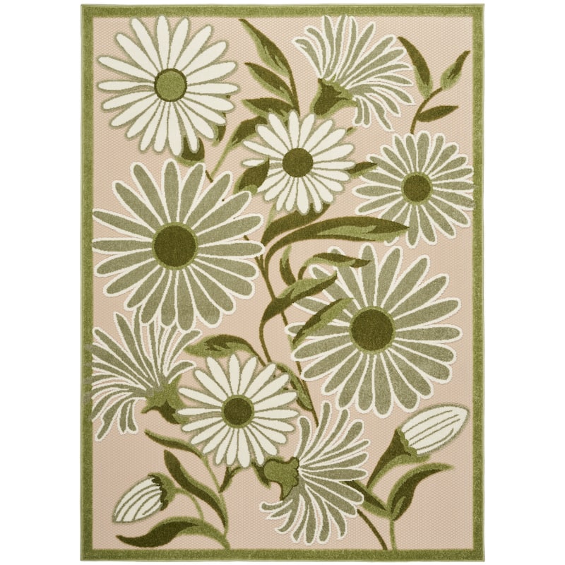 Nourison Aloha Indoor/Outdoor Floral Area Rug - 3'6" x 5'6" - Ivory/Green