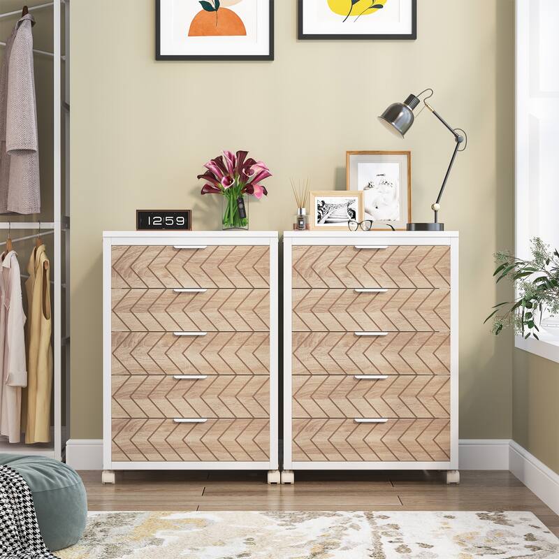 5-Drawer Chest & Wood 7 Drawer Storage Dresser Cabinet