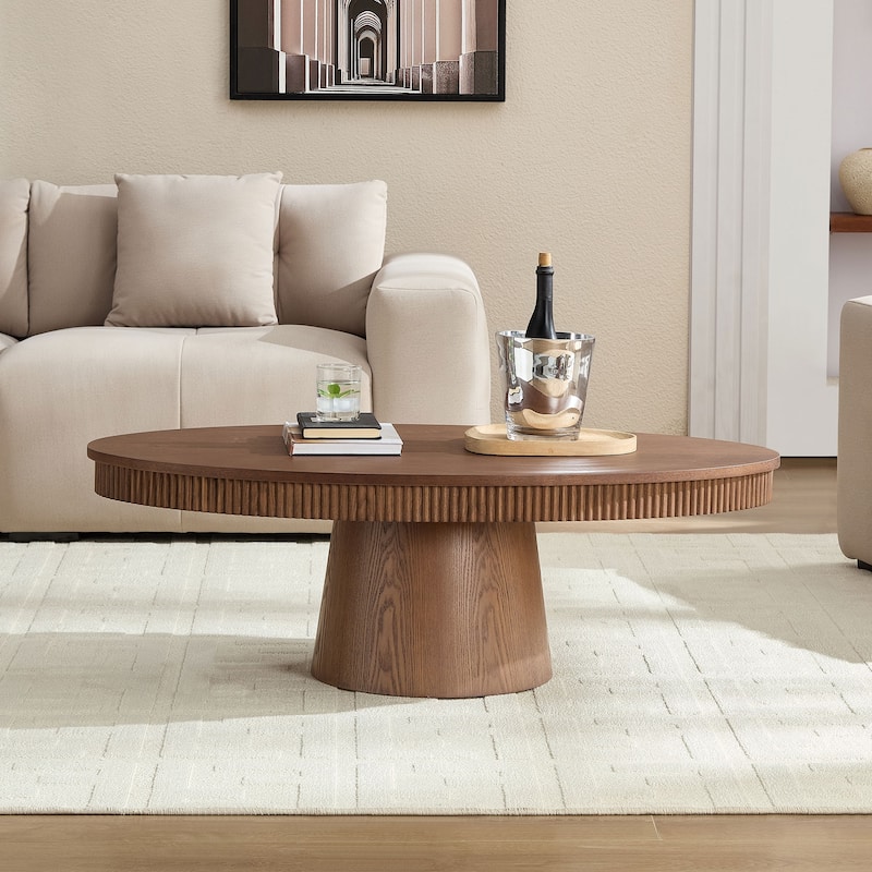 47.24" Modern Design Oval Handcraft Drum Coffee Table