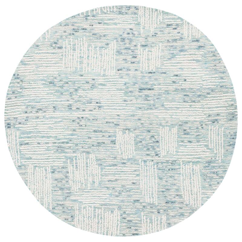 SAFAVIEH Handmade Abstract Nelea Contemporary Wool Rug - 6' Round - Blue/Ivory