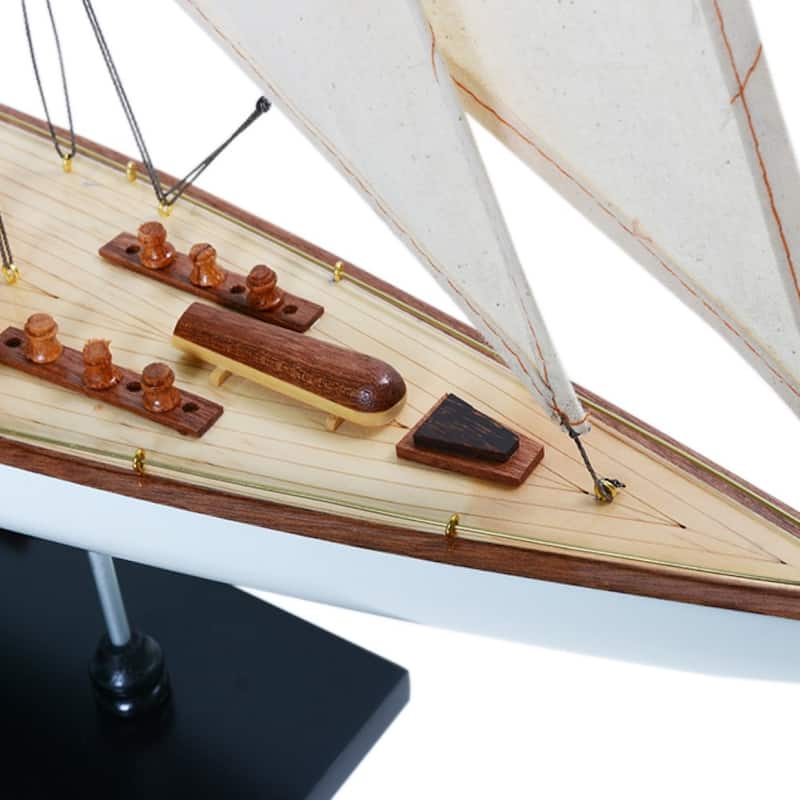 Endeavour Sailboat Schooner Yacht Model- Black & White Painted Small 24 inches long