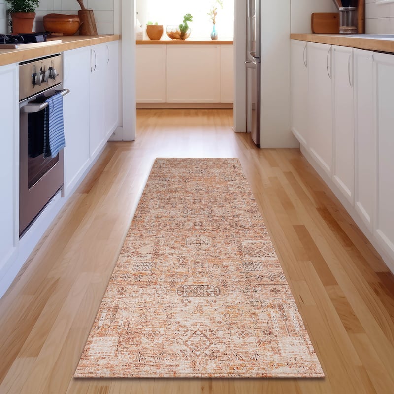 Premium Washable Super Soft Vintage Traditional Mayfield Rug - Salmon - 2' 3" x 7' 6"