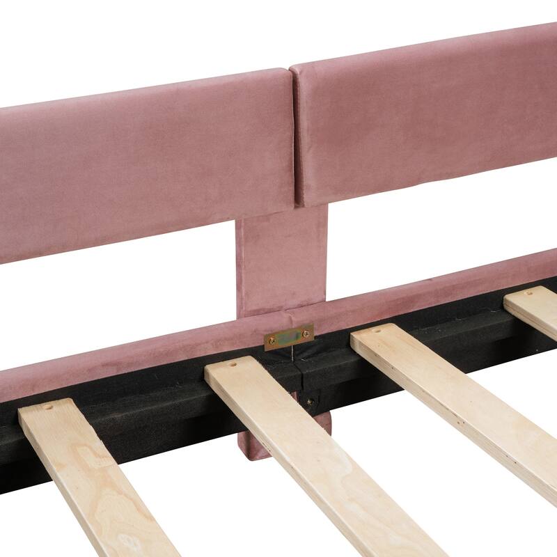 Twin Upholstered Daybed with Classic Stripe Headboard, Velvet Upholstery, Sturdy Wood Frame, and Modern Design