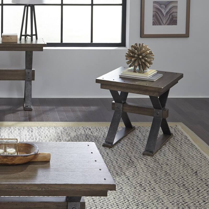 Sonoma Road Weathered Wood and Metal 3 Piece Cocktail Table Set