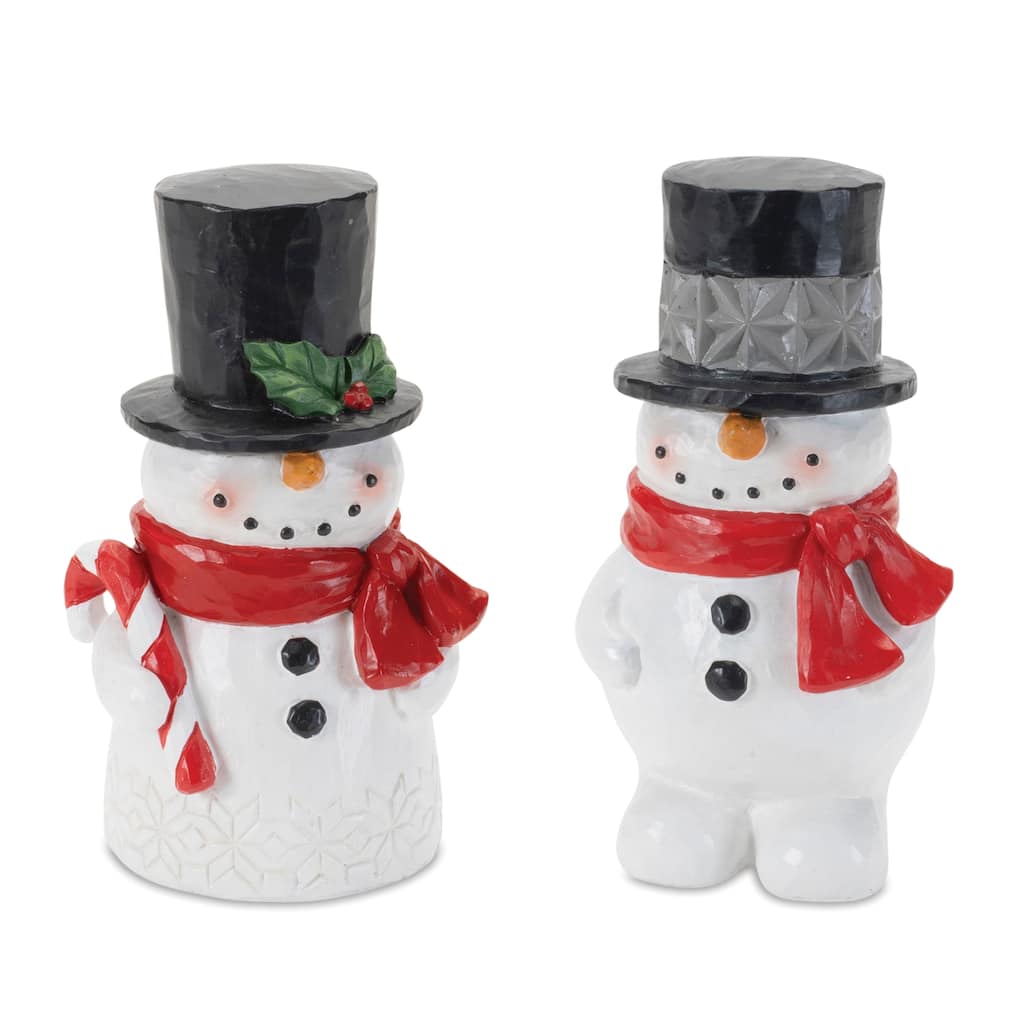 Winter Snowman Figurine (Set of 2) - N/A