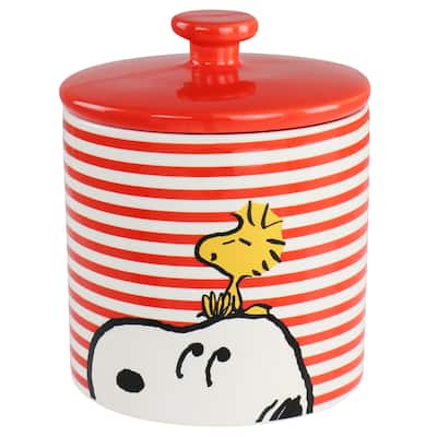 Peanuts Snoopy & Woodstock Striped Cookie Jar