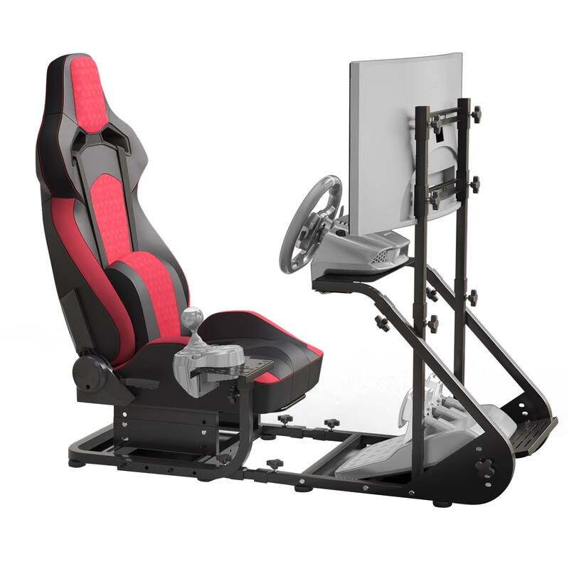 Enhanced and Stable Racing Wheel Cockpit, Compatible With Fanatec, Logitech adjustable driving simulators, excluding handbrake - Red