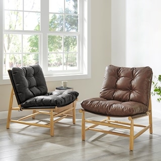 NPD Furniture Oswald Faux Leather Tufted Accent Chair