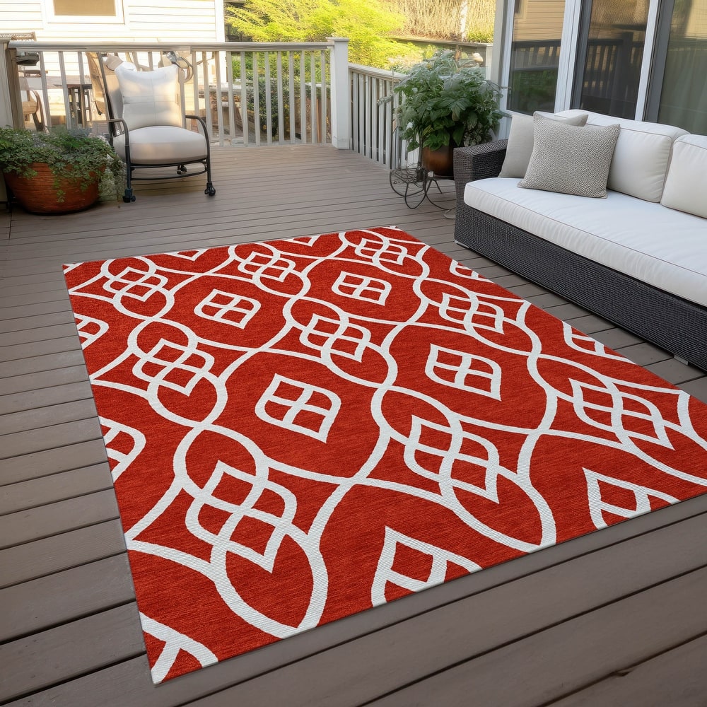 Machine Washable Indoor/ Outdoor Chantille Trellis Modern Rug