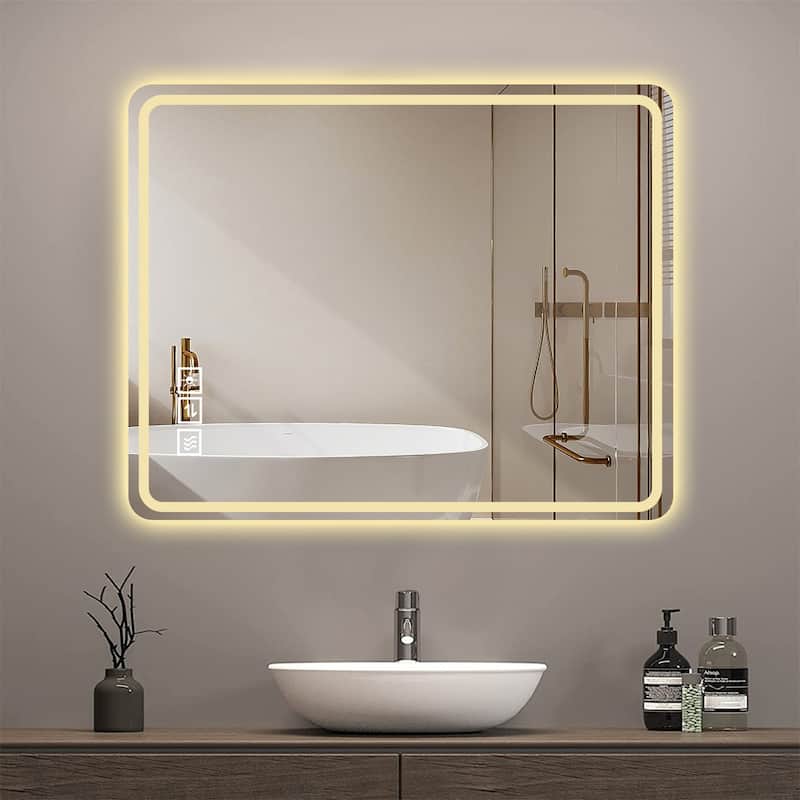 LED Anti-Fog Frameless Bathroom Vanity Mirrors with Front Lights