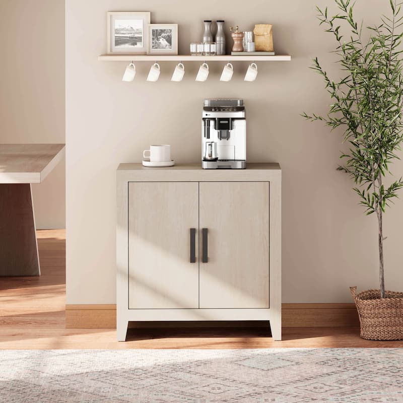 WAMPAT Modern Farmhouse TV Stand Cabinet, Entertainment Center with Adjustable Shelf