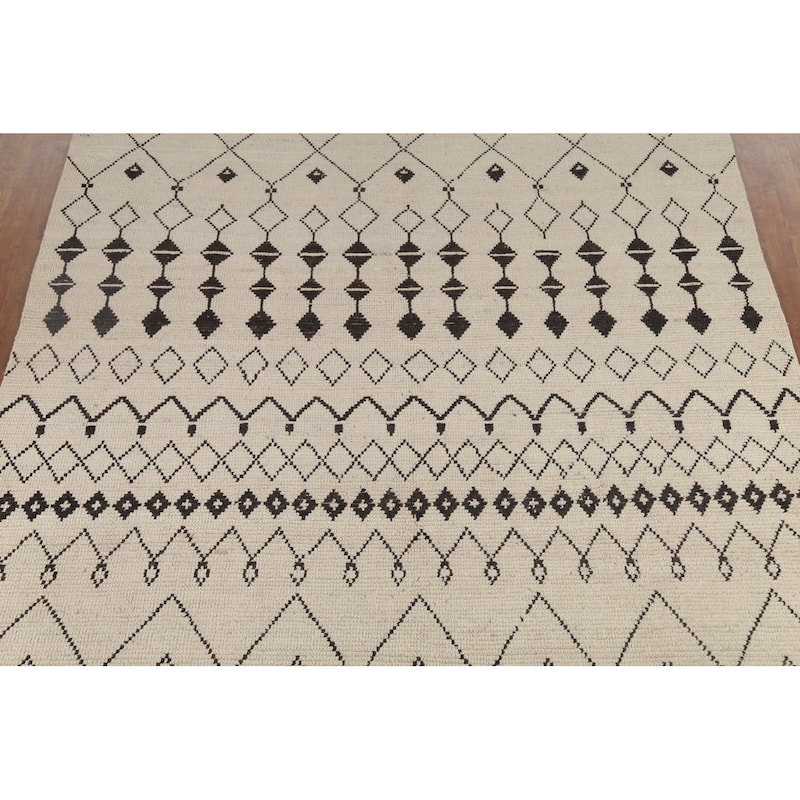 Trellis Moroccan Area Rug Hand-Knotted Wool Carpet - 7'11"x 10'9"