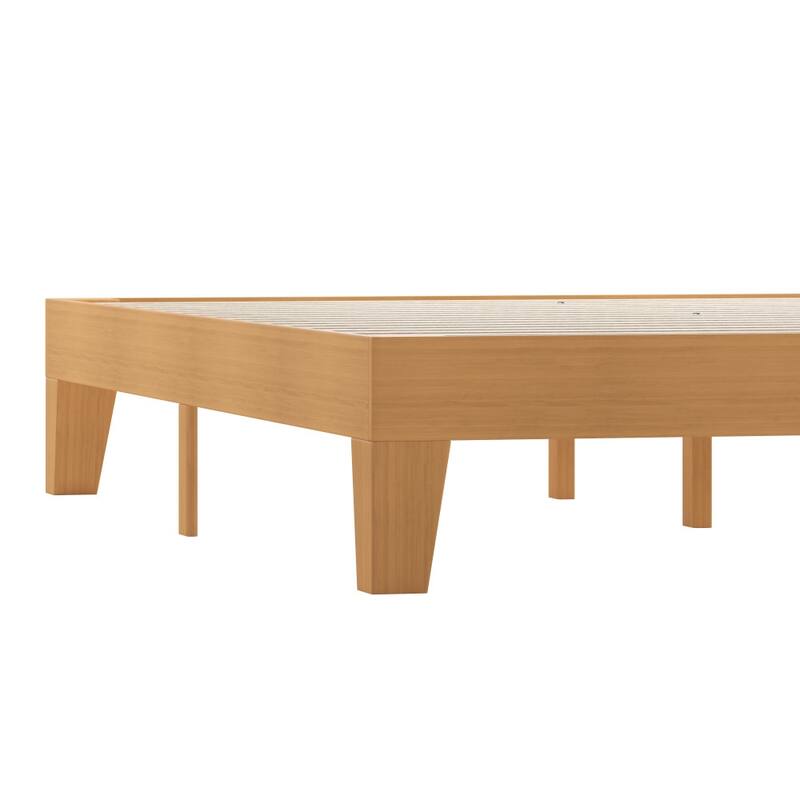 Wood Platform Bed with 14 Wooden Support Slats