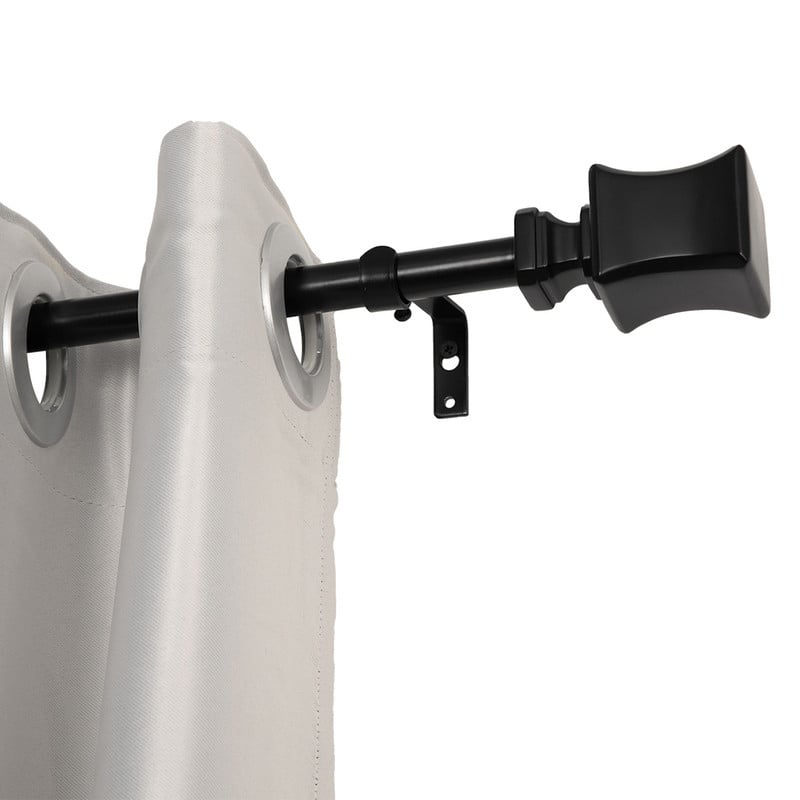 UTOPIA ALLEY Wall Mounted 3/4 Inch Curtain Rod - Curtain Rods For Windows, Adjustable Drapery Rods - 86-120 - Black