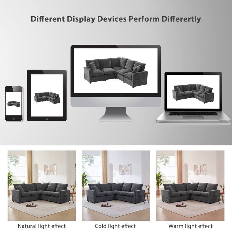 Modern Chenille Multi-Seat Sectional Sofa