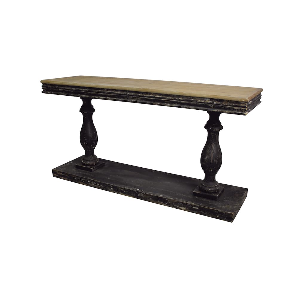 Wood Distressed Console Table with Brown Wood Top - Black - Roche River Decor - 18"Wx59"Lx31"H