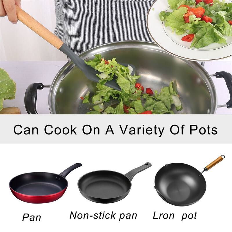 Silicone Heat Resistant Non-scratch Turner Non Stick Spatula Scraping - 12.6" x 3.1"(L*W)