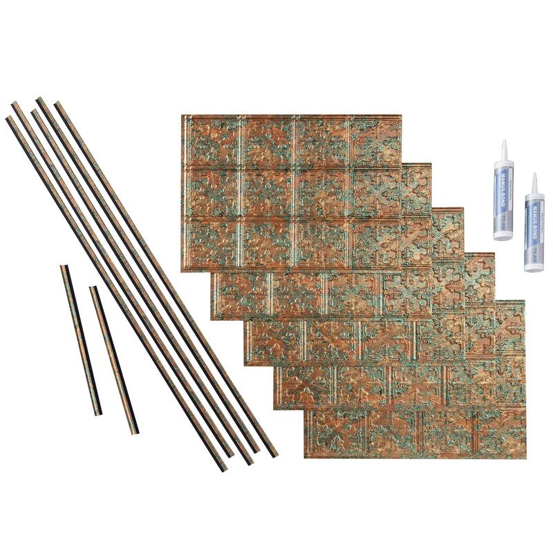FASÄDE Traditional Style 10 Decorative Vinyl Backsplash Panel - 15 Sq Ft Kit - Copper Fantasy