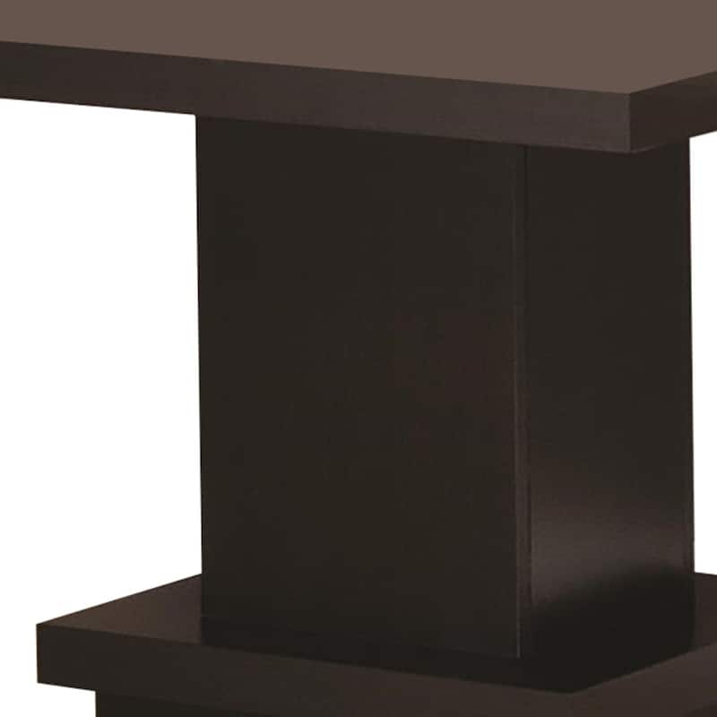 23.5 in. Brown Rectangle Wood End Table with Pedestal Base