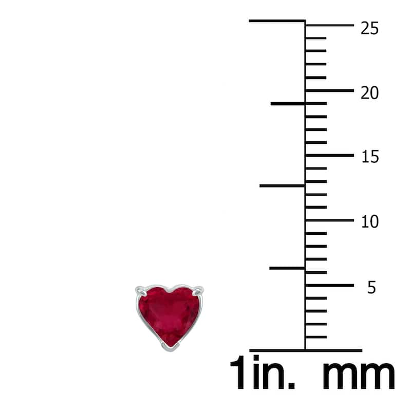 Marquee 14K White Gold 4MM Heart Ruby Earrings