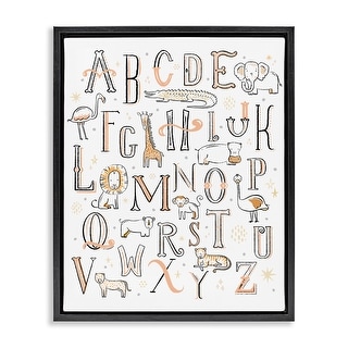 Stupell Nursery Animal Alphabet Chart Framed Floater Canvas Wall Art Design by Zirkus Design