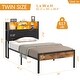 preview thumbnail 20 of 20, VECELO PU Leather Smart Bed Frame with RGB LED Lights and Bookcase Storage USB Outlet Charging Headboard No Box Spring