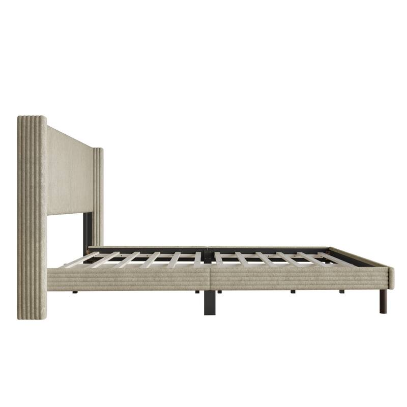 Clayfell Duluth Corduroy Velvet Upholstered Platform Bed