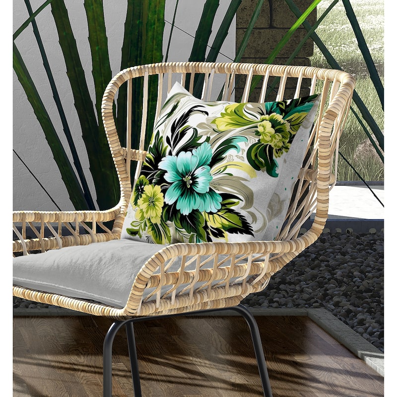 Botanic Bliss Indoor/Outdoor Reversible Throw Pillow Green and Yellow