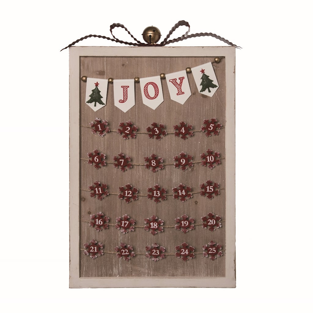 Transpac Wood Brown Christmas Joy Advent Countdown Calendar