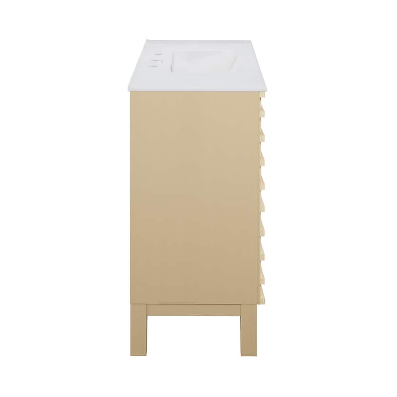 Cascade 36 In. Natural Oak Bathroom Vanity With White, 3-Hole Ceramic Sink Top