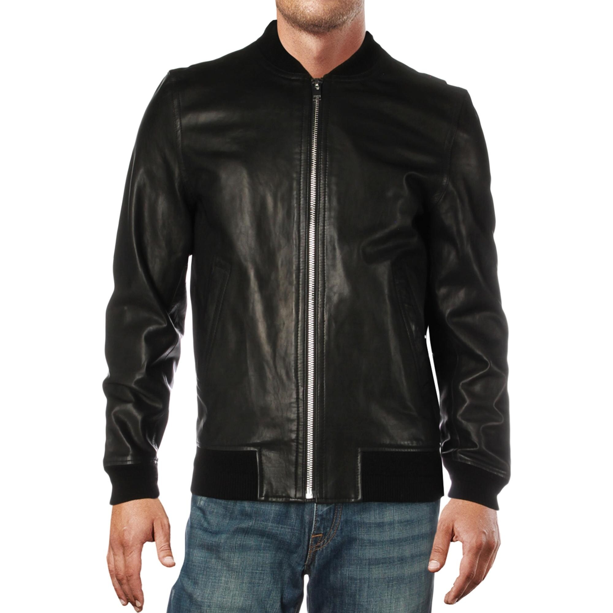 Shop Zadig Voltaire Mens Larko Jacket Leather Motoc Noir L