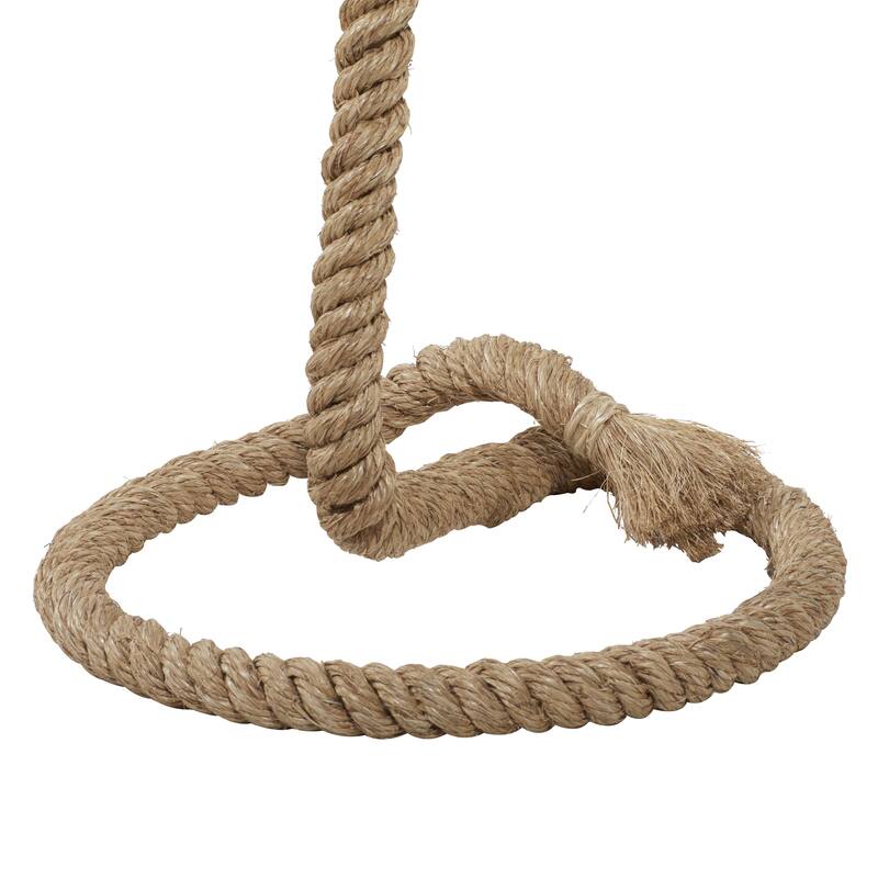 Jute Rope Twisted Rope Floor Lamp with Cream Linen Shade - Brown - Roche River Decor