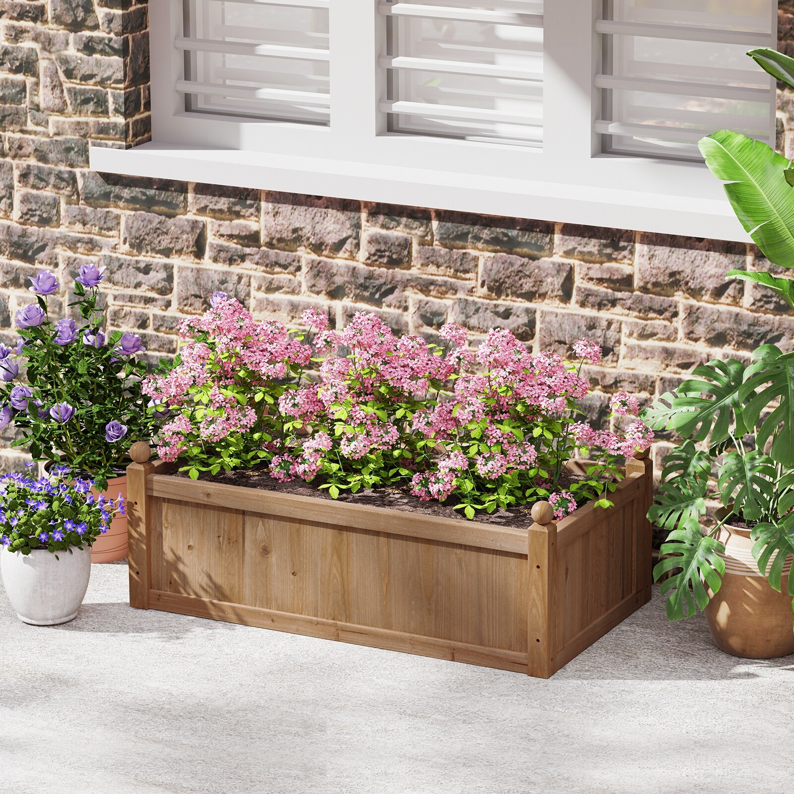 Gymax Raised Garden Bed 46'' x 24'' x 16'' Planter Box w/ 4