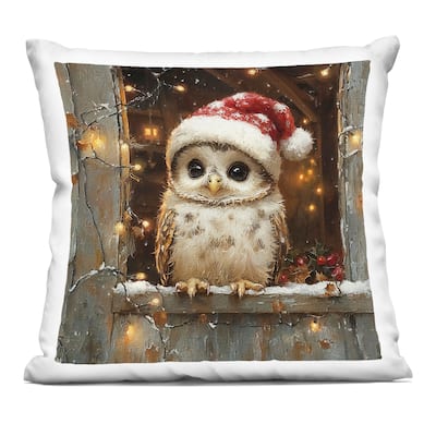 Stupell Festive Owl with Holiday Lights Decorative Printed Throw Pillow Design by Riley B