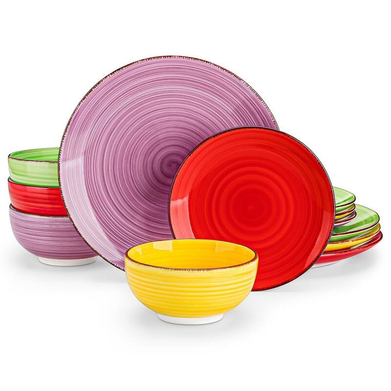 vancasso Bonita Stoneware Handpainted Multicolour Dinnerware Set - Assorted Colors - 12 Piece
