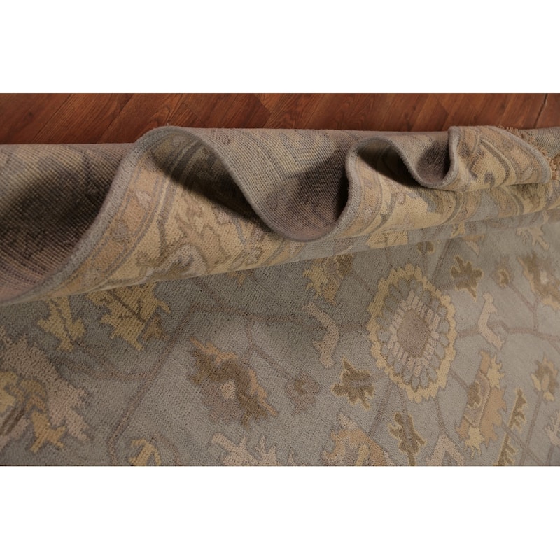 Gray Oushak Indian Area Rug Handmade Wool Carpet - 8'0"x 9'11"