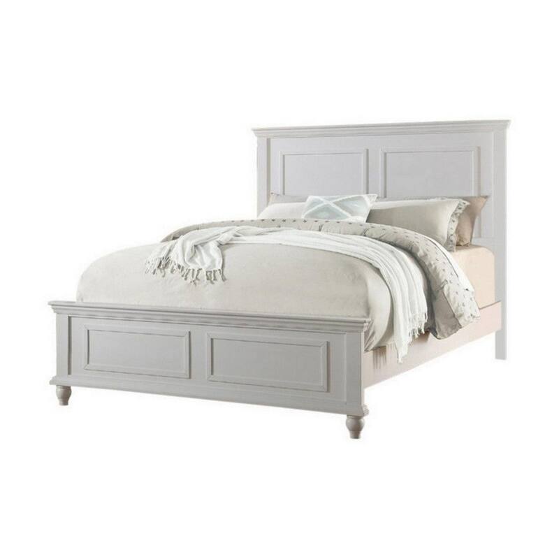 White Color Queen Size Bed Bedroom Furniture High Panel Headboard Footboard Plywood 1pc Bedframe - White