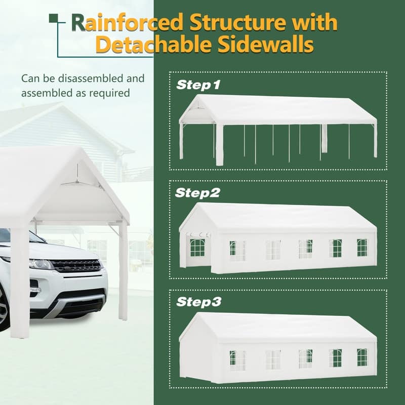16x32FT Party Tent Canopy with Removable Walls for Weddings, BBQs and Outdoor Events - 388.78"L x 191.9"W x 133.15"H