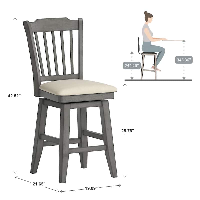 Eleanor Slat Back Wood Swivel Stool by iNSPIRE Q Classic