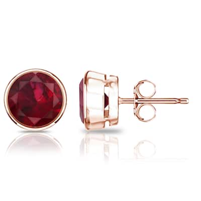 Auriya 14k Gold 3/4ctw Bezel-set Ruby Gemstone Stud Earrings