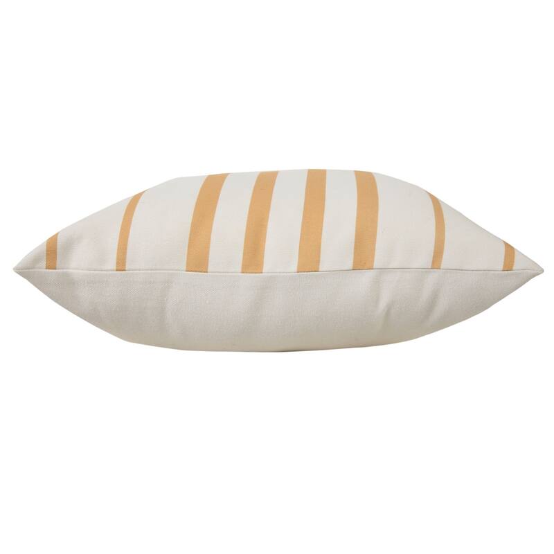 20" Yellow and White Striped Pattern Outdoor Square Throw Pillow