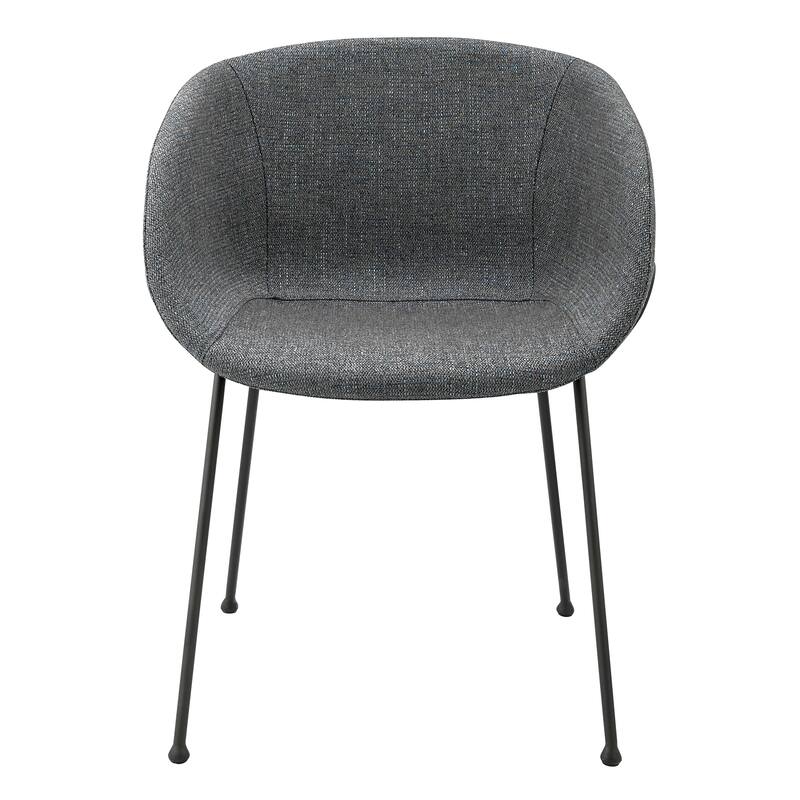 Zach Armchair in Black Leatherette with Matte Black Legs - Set of 2 - Blue