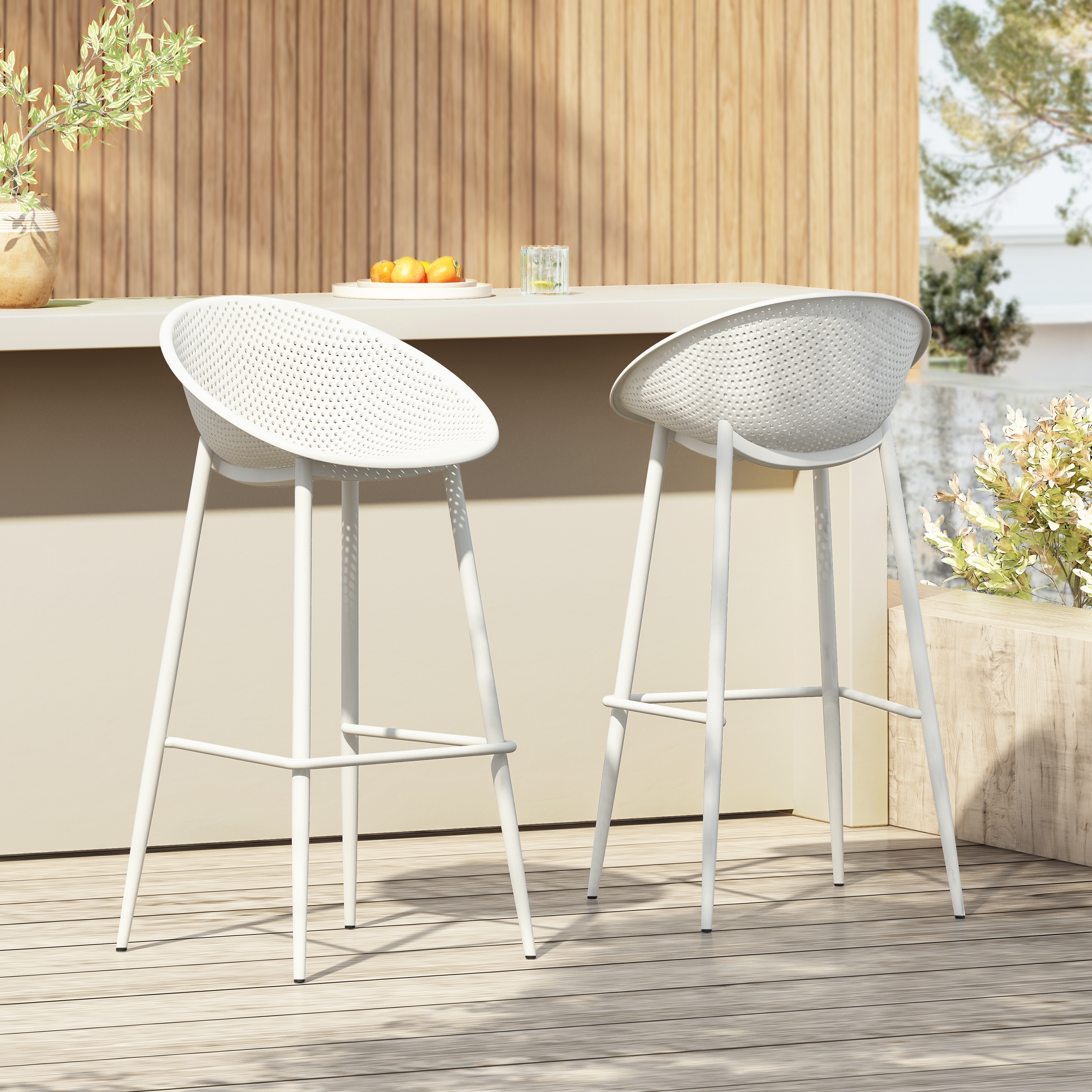 Gable Outdoor/Indoor Modern 26-inch Height Barstools (Set of 2) by Christopher Knight Home
