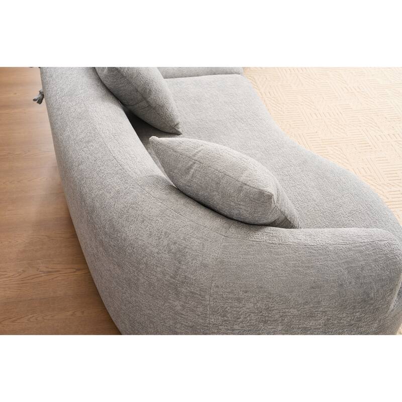 Modular Curved Sectional Sofa, Full Compression 4-Seater Foam Couch, Chenille Boneless Cloud Sofa for Living Room, Bedroom