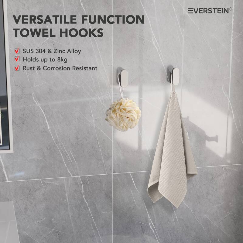 4-Piece Bathroom Hardware Accessories Set, Wall Mount Towel Bar, Toilet Paper Holder, Hand Towel Rack 1 Towel Hooks