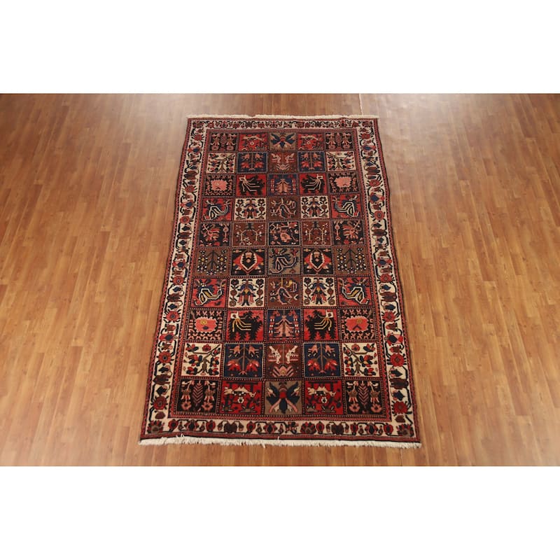 Garden Design Bakhtiari Persian Area Vintage Rug Hand-Knotted Wool Carpet - 5'8" x 9'7"
