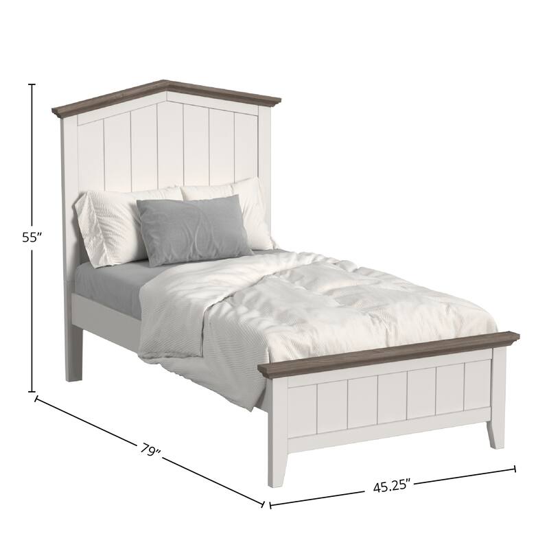 Lodge Farmhouse 79" Wide Complete Twin Bed, Cookies/Cream