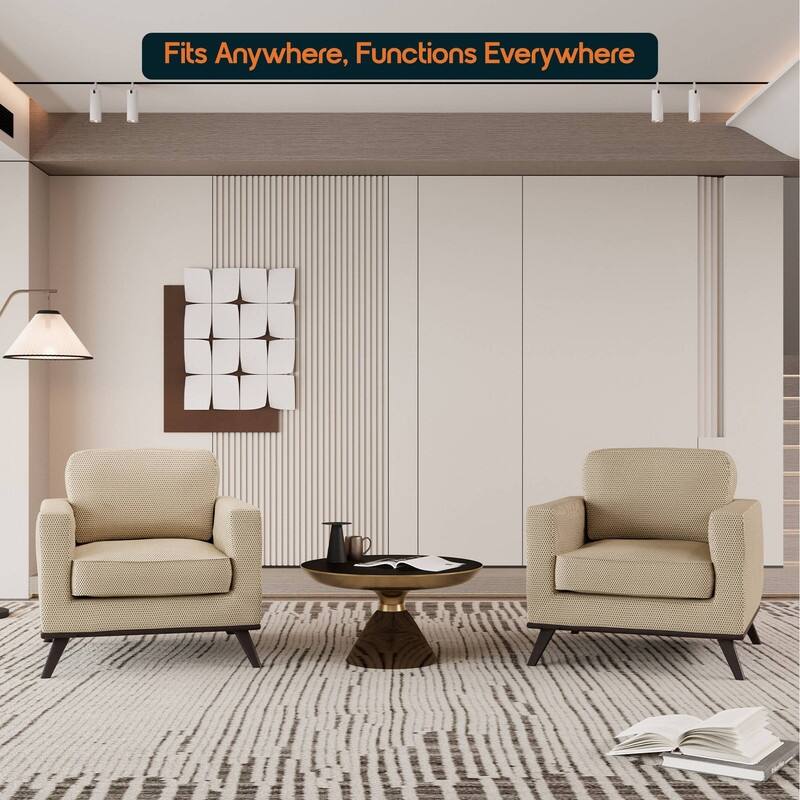 Chester Modern Sofa Leather Or Mesh Accent Side Armchair with Solid Birch Wood Frame Couch for Living Room, Bedroom, Lounge