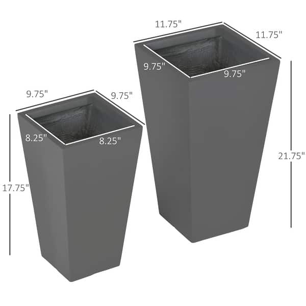 Outsunny 2-Pack Outdoor Planter Set, MgO Flower Pots with Drainage Holes,  Durable & Stackable - On Sale - Bed Bath & Beyond - 37166957