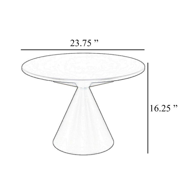 Eula Low Plant Stand Table, 24 Inch Round Tapered Metal Base, White